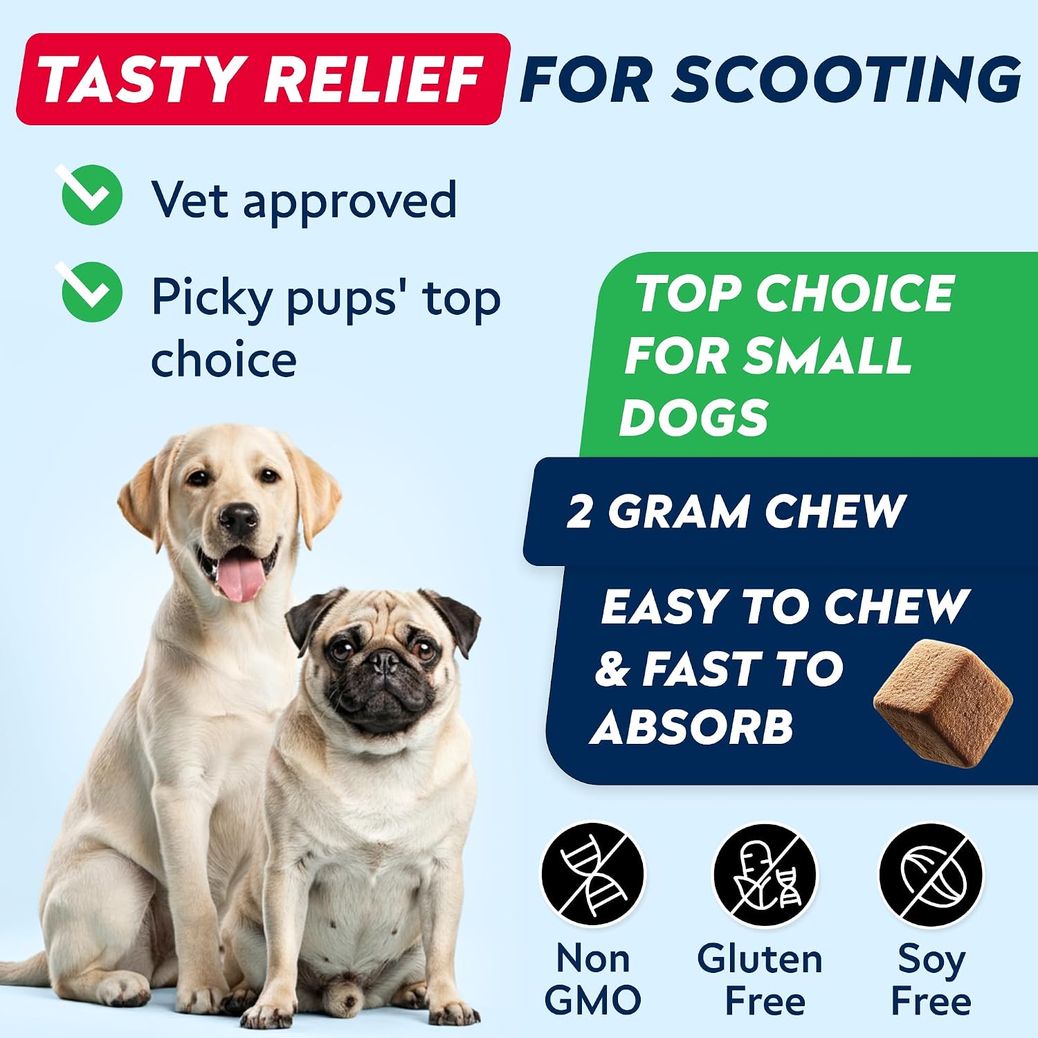 STRELLALAB Anal Gland Support Chews - Suplemento Digestivo con Fibra y Prebióticos para Perros, 120 masticables