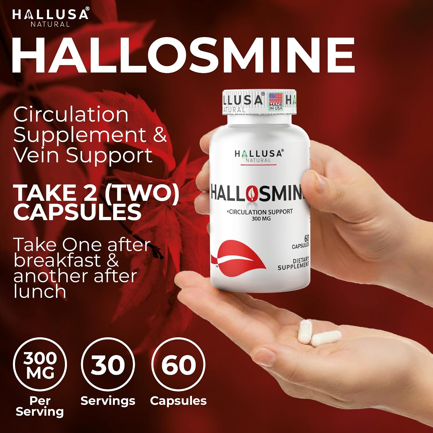 Hallusa Natural Diosmin Circulation 300mg - 60 Cápsulas