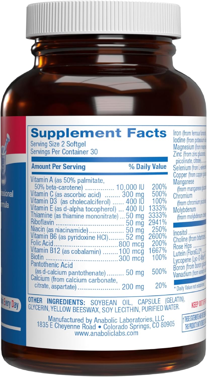 30-in-1 Multivitamínico para Adultos Mayores de 50 con Hierro - Antioxidantes