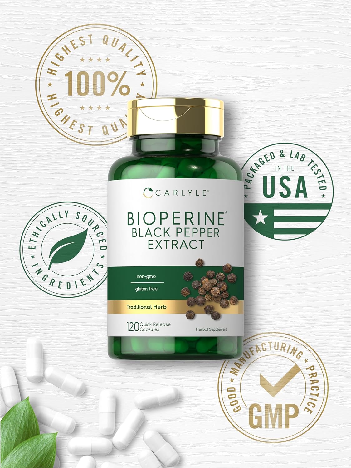 Carlyle Bioperine 10mg | 120 Cápsulas | Extracto de Pimienta Negra