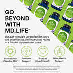 MD.LIFE Complejo ADK – Vitamina D3, K2 y A – 60 Cápsulas