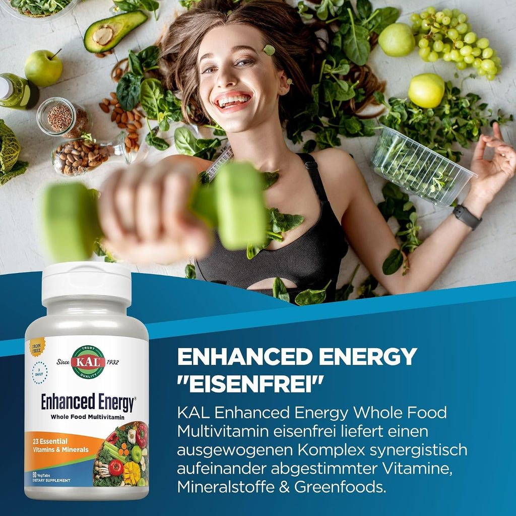 KAL Enhanced Energy Iron Free - 90 Comprimidos