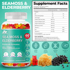 BIO VITALICA Gominolas de Irish Sea Moss y Elderberry - Veganas con Vitamina C, D y Zinc - 4 Paquetes