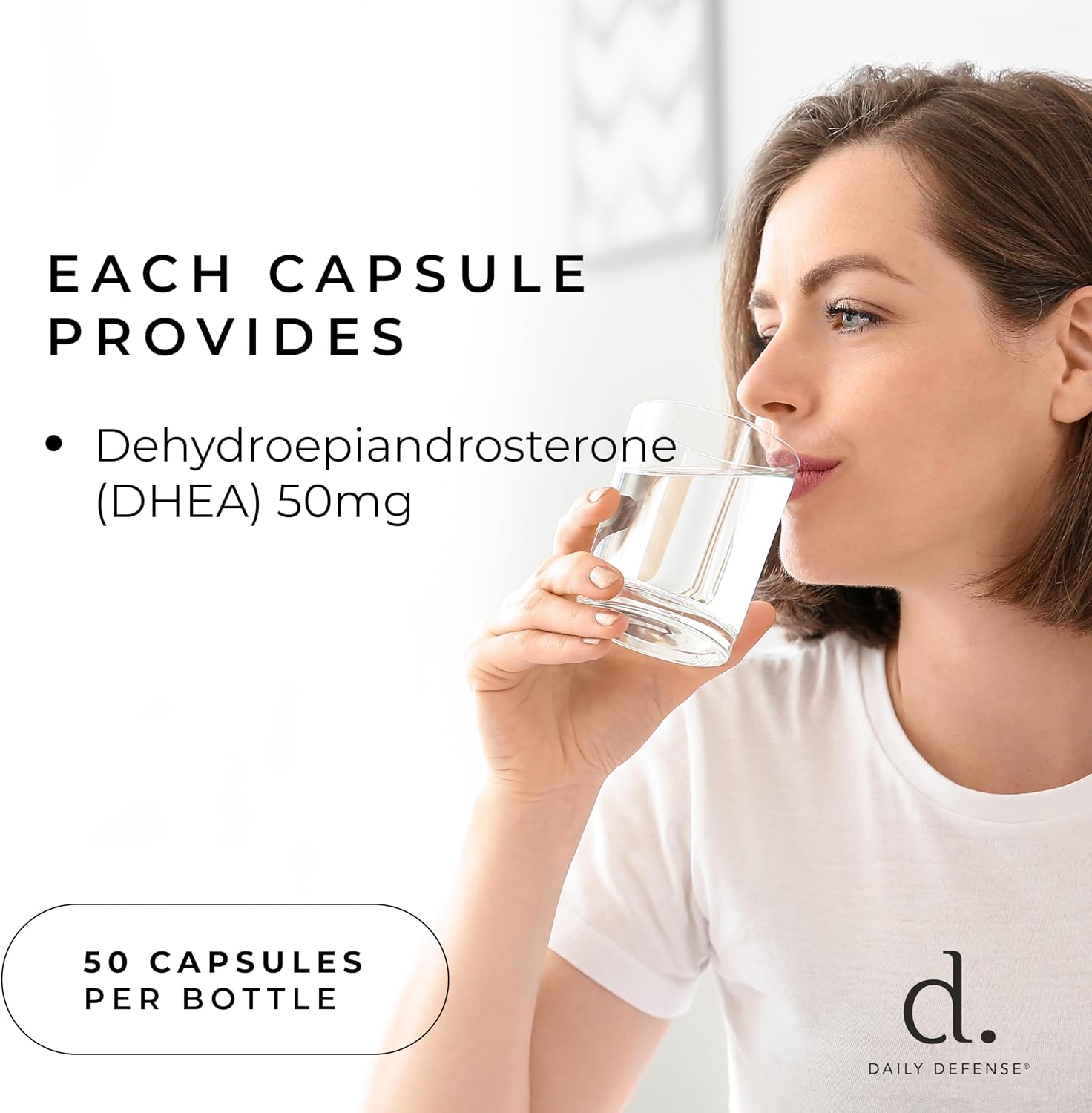 Daily Defense DHEA 50mg para Hombres y Mujeres – 50 Cápsulas