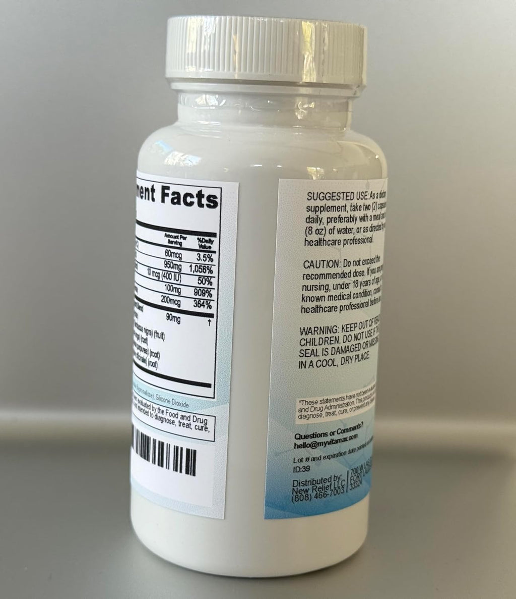 Vitamax 10-en-1 Defensa Inmunológica con Saúco, D3, Selenio, Quercetina, Zinc, Vitamina C, Jengibre, Cúrcuma, B6, Equinácea – 60 Cápsulas