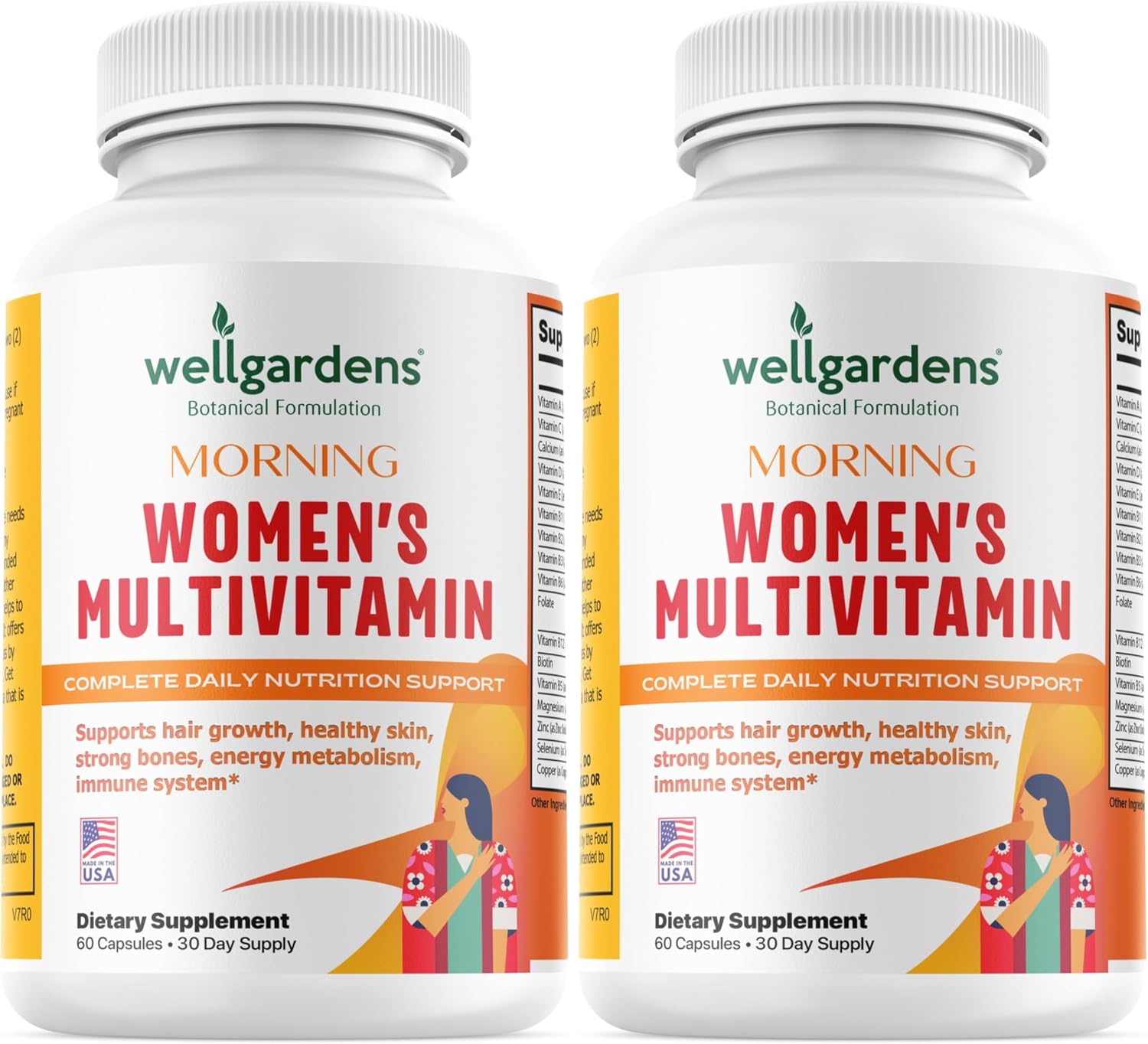 Wellgardens Multivitamínico Diario para Mujeres con Biotina, Arándano Rojo y Trébol Rojo - Apoyo para Cabello, Piel, Energía e Inmunidad - Vitaminas A, C, D, E, B12, Zinc - Sin Hierro, No Transgénico, 60 Cápsulas