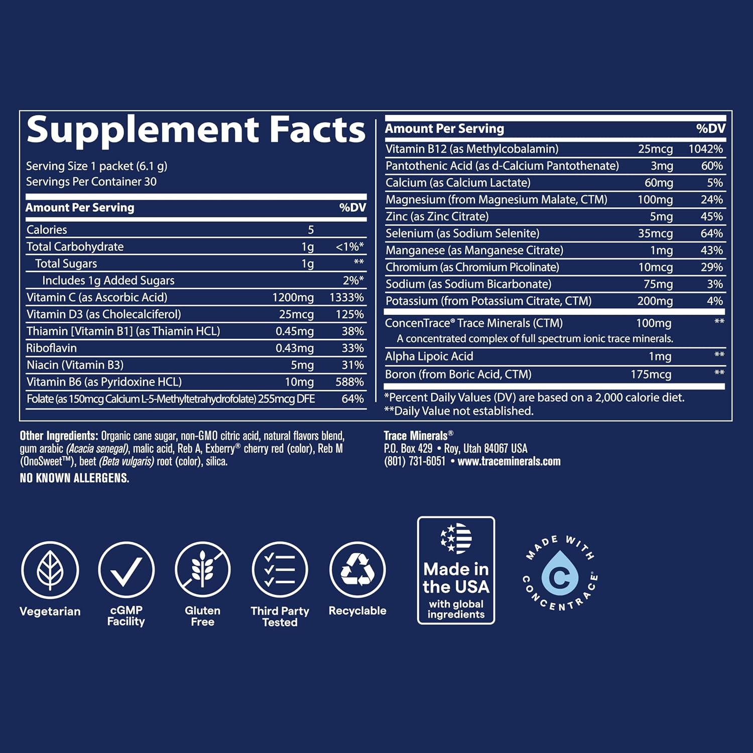 Trace Minerals Power Pak Electrolyte Powder Packets - Sabor Sandía - 30 Sobres