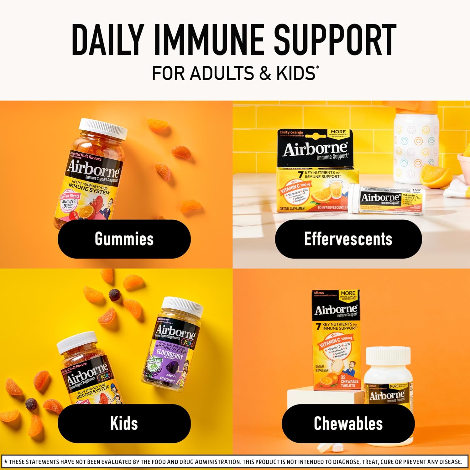 Airborne Very Berry Comprimidos Efervescentes de Vitamina C 1000mg, 36 unidades