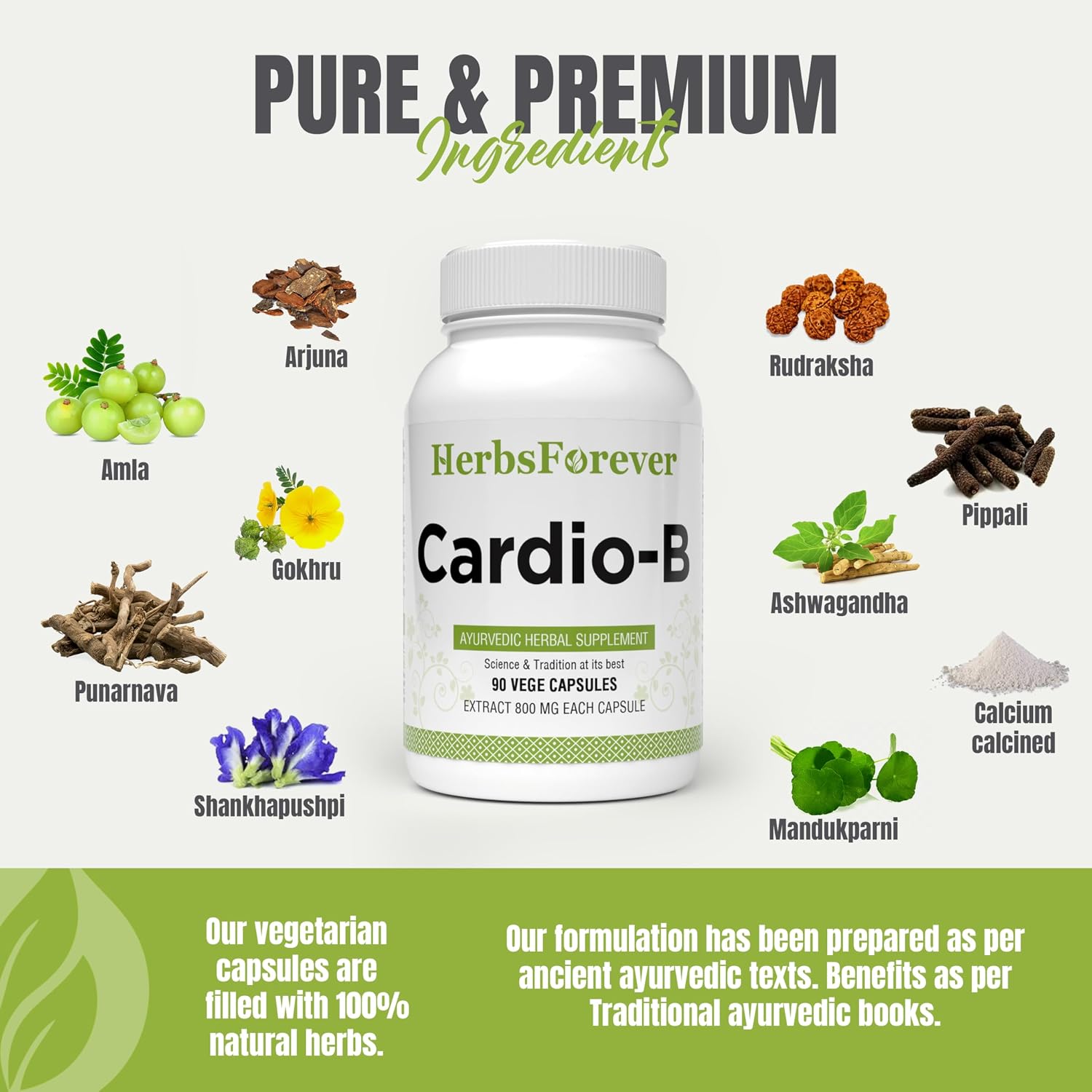 Herbsforever Cardio-B Suplemento Herbal Ayurvédico 90 Cápsulas Vegetales 800 mg