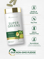 Carlyle Super Greens Cápsulas, 250 uds – Mezcla de 13 verduras y 17 frutas, Sin gluten y No transgénico