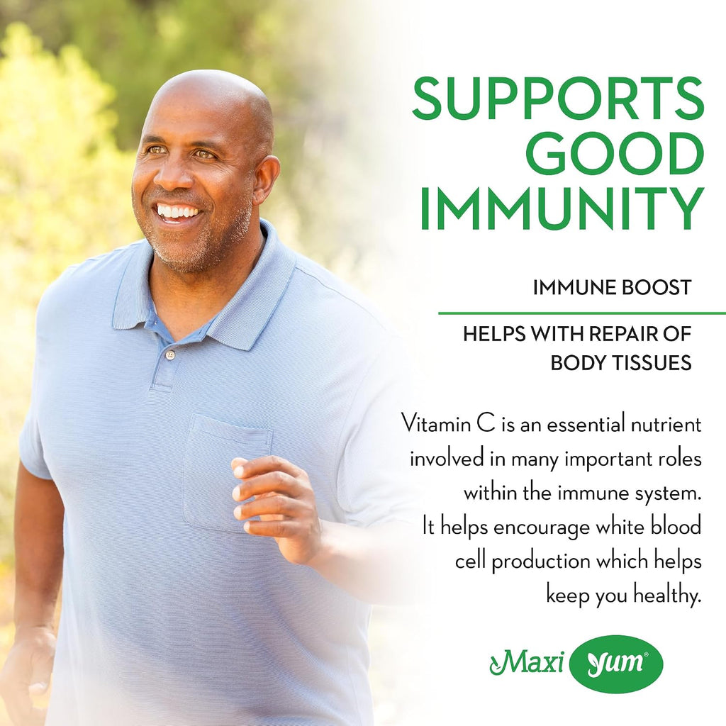 Maxi Health Gominolas de Vitamina C con Zinc - Apoyo Inmunitario - Sin Sabores Artificiales ni Conservantes - 60 Gominolas