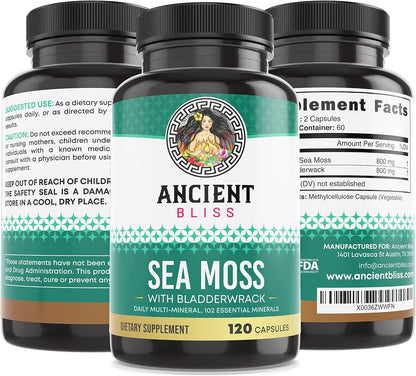 Ancient Bliss Organic Irish Sea Moss Pills - Dr Sebi Wildcrafted Seamoss Capsules | Thyroid, Healthy Skin & Gut Support | – Image 7