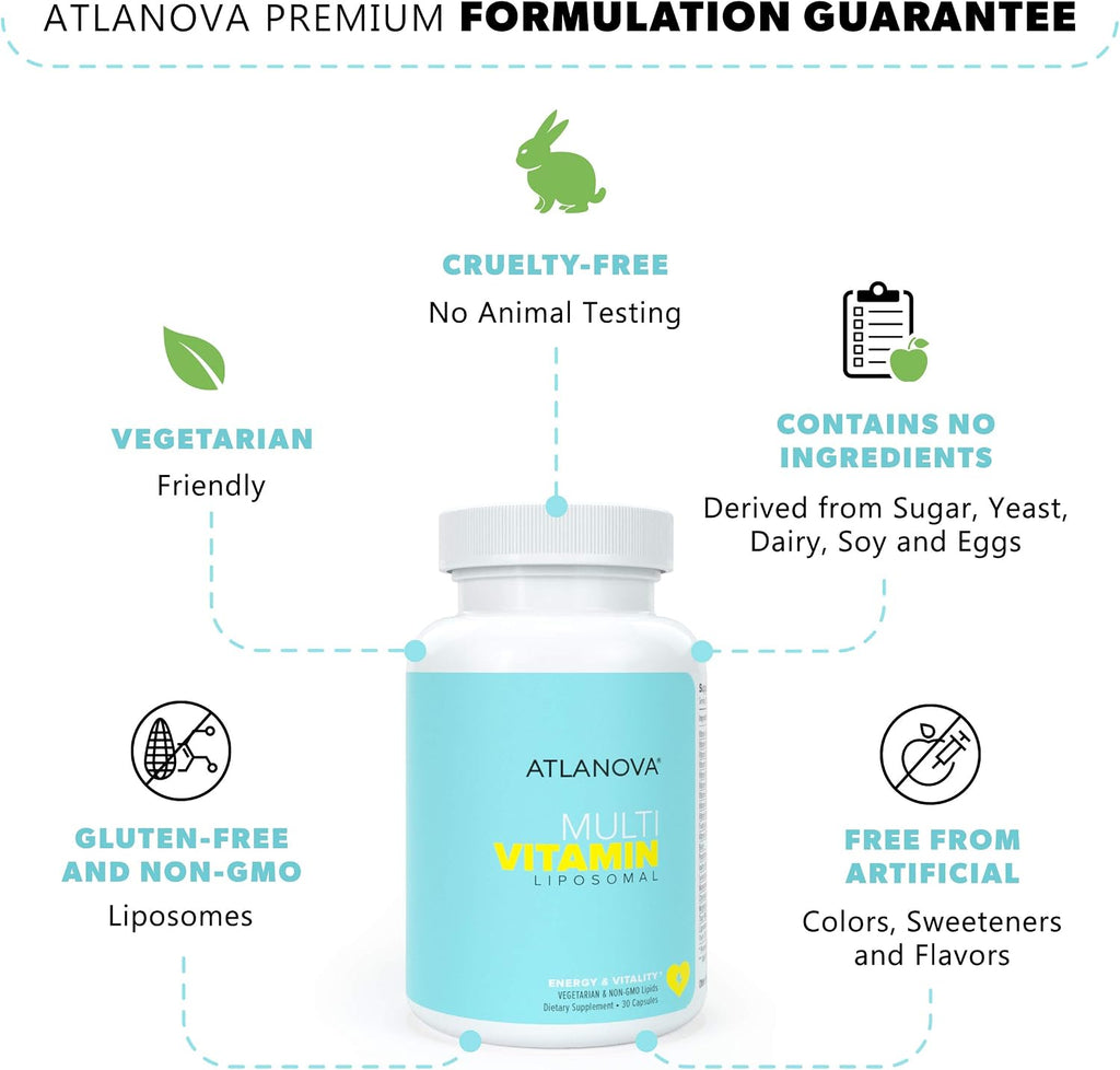 ATLANOVA Multivitamínico Liposomal Completo con Minerales y Complejo B – 30 Cápsulas Vegetales