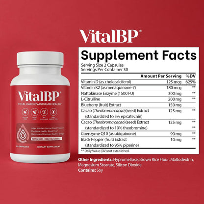 Vital BP - Apoyo para la presión arterial – Apoyo a la circulación: La L-Citrullina y la Nattokinasa favorecen un – Image 6