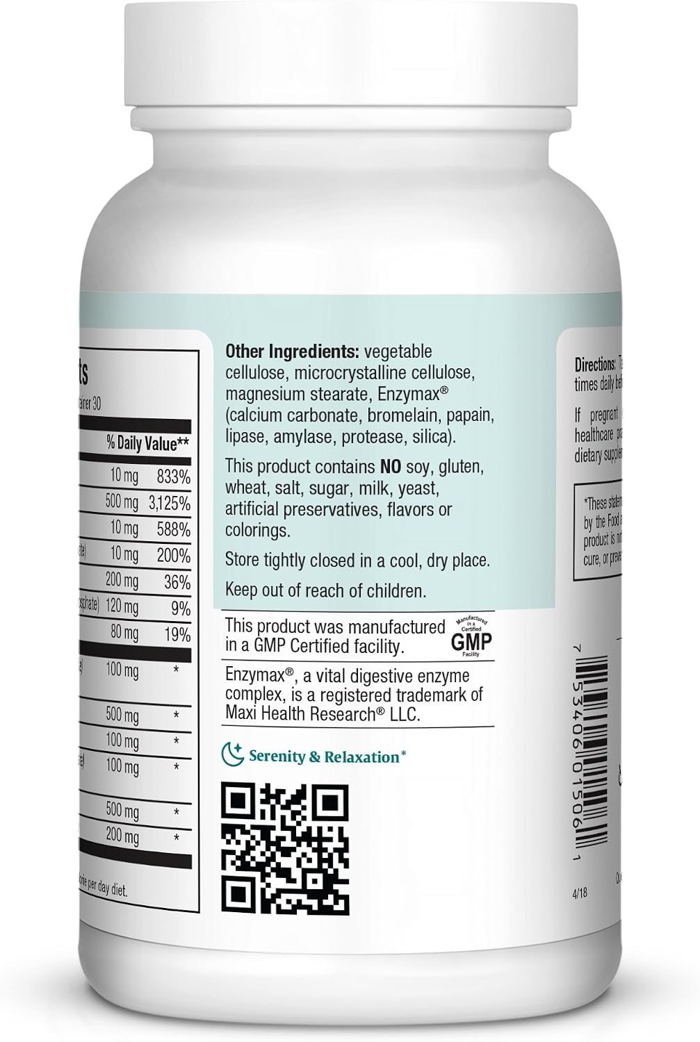 Maxi Health Stress Relief & Mood Support – 60 tabletas – Suplemento para el estrés y el estado de ánimo