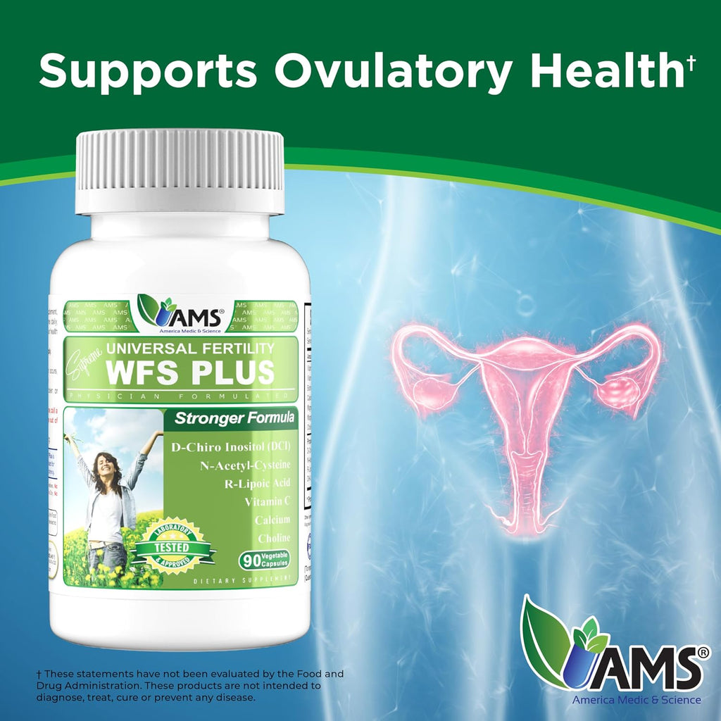 WFS Plus Fertility - Suplemento de Fertilidad para Mujeres con D-Chiro Inositol y DHA (90 Cápsulas)