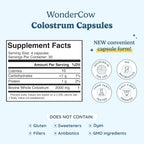 WONDERCOW Cápsulas de Calostro Bovino para la Salud Digestiva e Inmunitaria | Calostro Bovino Puro Natural IgG, Sin Sabor, 30 Dosis
