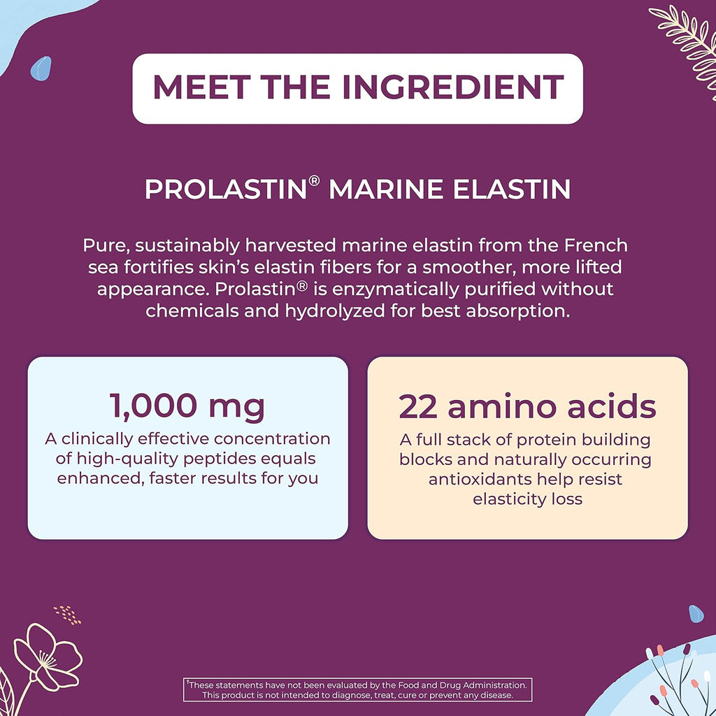 Body Kitchen Pro Elastin Peptides 1000mg – Péptidos de Elastina Marinos para la Firmeza y Elasticidad de la Piel, 180 Cápsulas