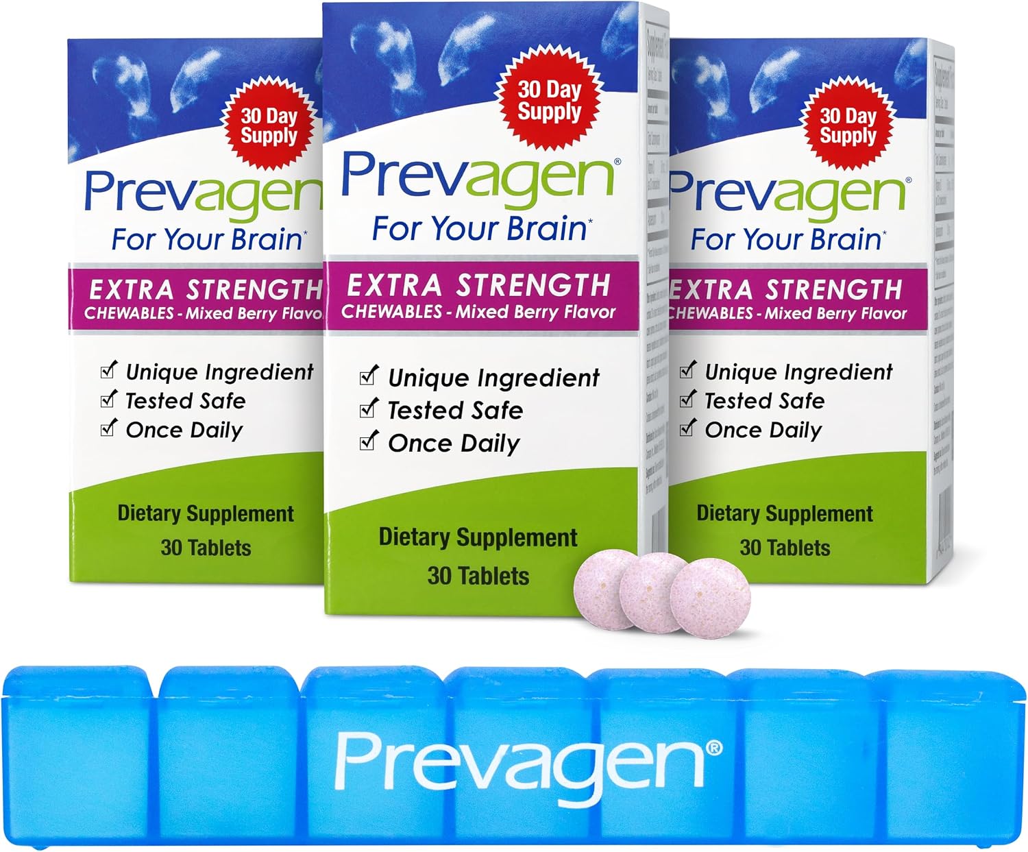 Prevagen Extra Strength Comprimibles sabor bayas mixtas - 90 tabletas (3 meses)