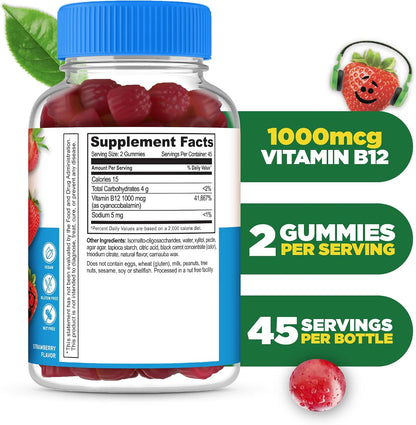 Lifeable Gominolas de Vitamina B12 Sin – Apoyo al estado de ánimo: Un adecuado nivel de B12 puede influir – Image 2