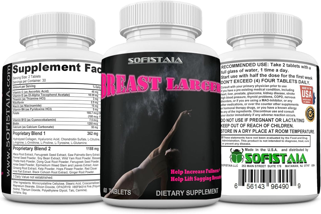 BreastLarger – Fórmula de realce natural con colágeno, ácido hialurónico y biotina