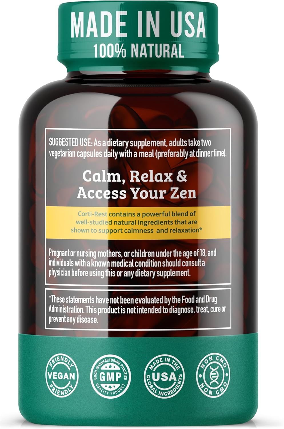CortiRest – Reductor de Cortisol y Apoyo Suprarrenal con Ashwagandha KSM-66, Magnesio, L-Teanina, Rodiola, Apigenina, Cúrcuma y Vitamina D3