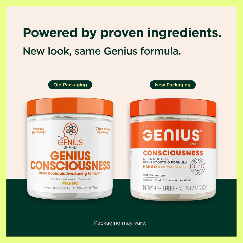 Genius Consciousness, Super Nootropic Brain Supplement Powder, Mango