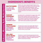 Sakoon nutrition Gominolas Multivitamínicas para Mujeres con Probióticos y Prebióticos - Apoyo Diario Completo, Salud Inmune y Digestiva - Vegano, Sin Gelatina, Sabor Fruta