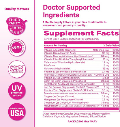 Pink Stork Total Women's Multivitamin - 17 – Vitamina B6 (piridoxina): Contribuye al metabolismo de las proteínas – Image 6
