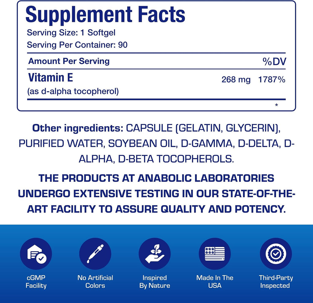 Vitamin E 400 IU - Natural Clinical Formula with d-alpha-tocopherol and mixed tocopherols - 90 Softgels