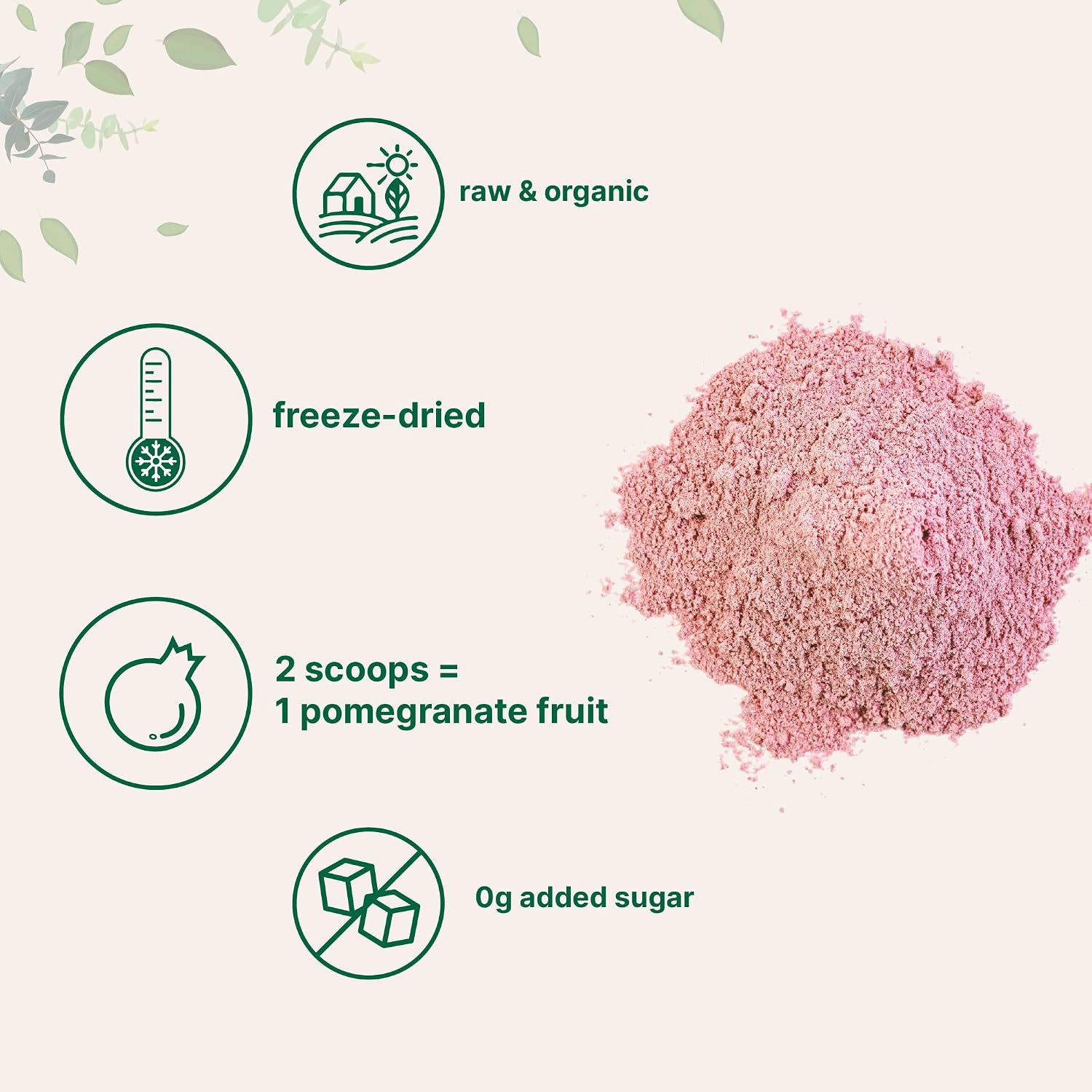 Zumo de granada en polvo orgánico, 454 g | 100% natural | Liofilizado y prensado en frío | Sin azúcar ni aditivos | Vegano