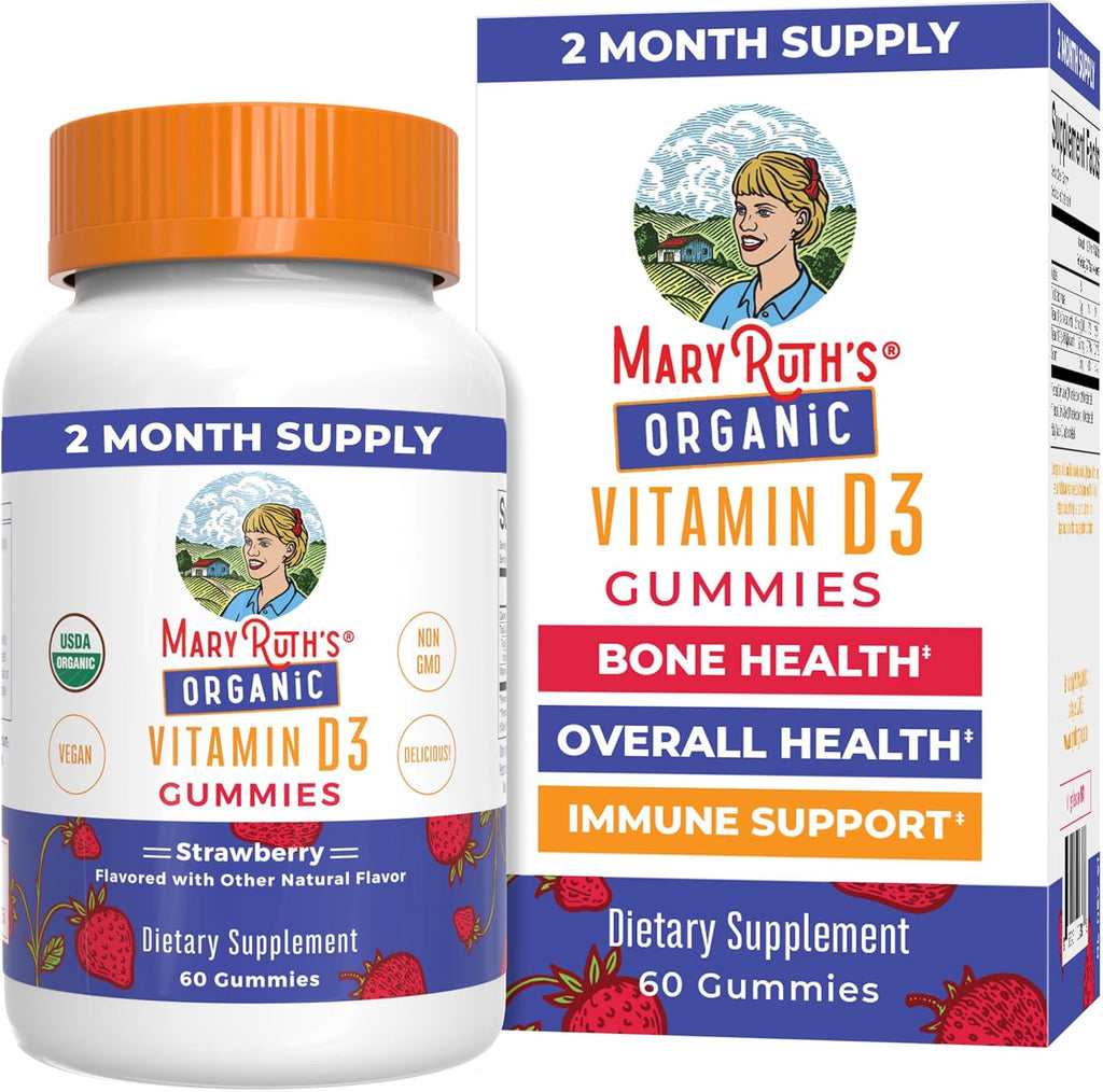 MaryRuth's Gominolas Orgánicas de Vitamina D3 | 1000 IU | USDA Orgánico | Vegano | Sin Gluten | 60 gominolas