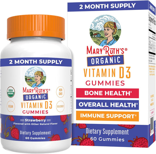 MaryRuth's Gominolas Orgánicas de Vitamina D3 | 1000 IU | USDA Orgánico | Vegano | Sin Gluten | 60 gominolas