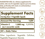 Solgar Vitamina C 1000 mg, 100 Cápsulas Veganas