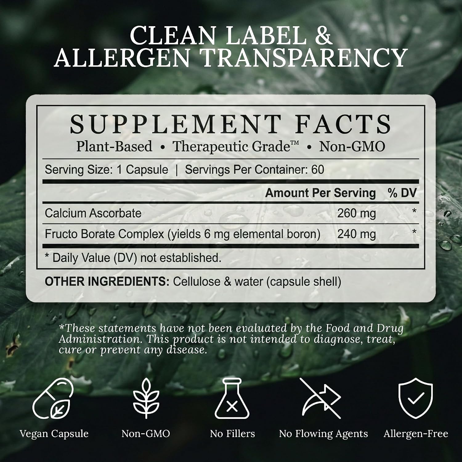 Suplemento de Boro Biodisponible, 6mg, 60 Cápsulas - Fructo Borato - BioImmersion