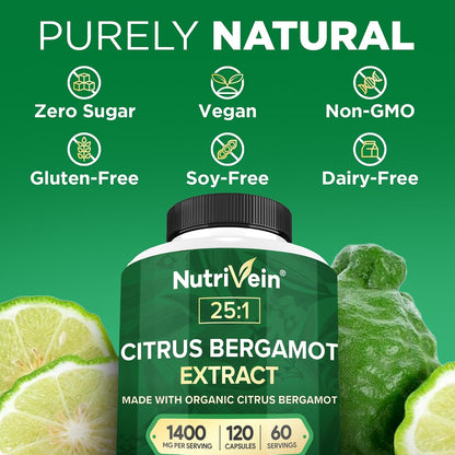 Nutrivein Premium Extracto de Bergamota 1400mg – 120 Cápsulas (60 Días) – Image 6