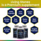 Living Stones, Suplemento Mineral Completo con Zinc, Calcio, Magnesio, Selenio, MSM y Shilajit (180 Cápsulas)