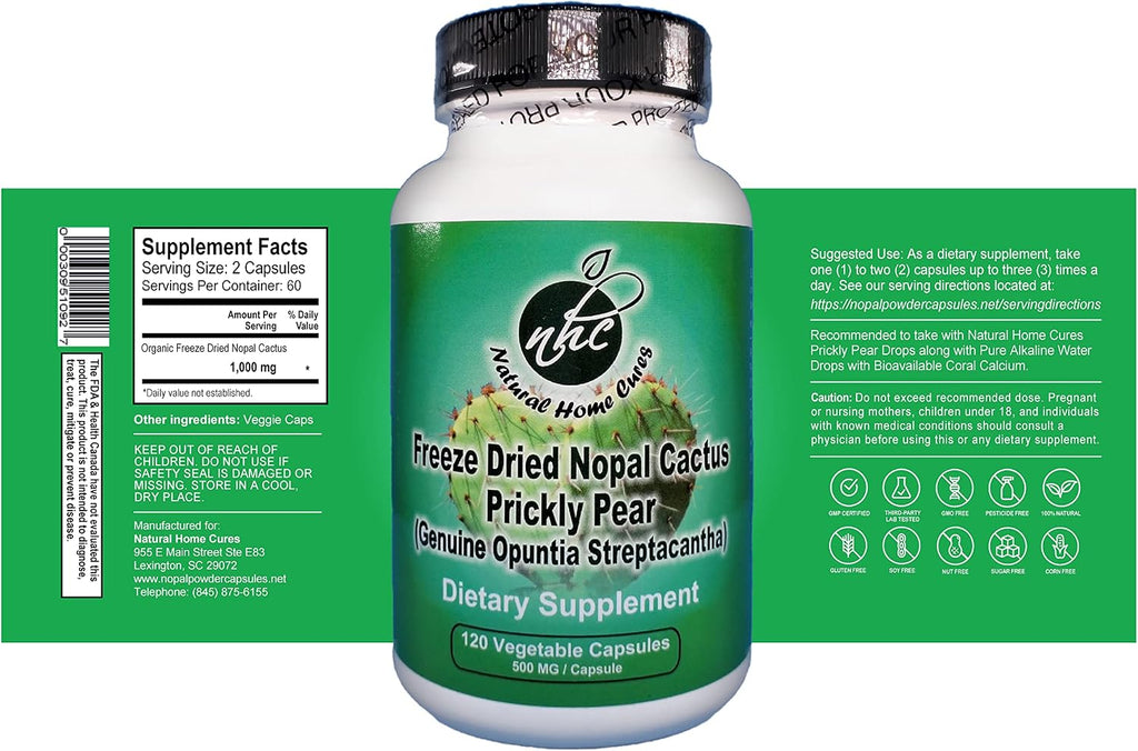 Nopal Cactus Capsules and Prickly Pear Drops Combo, 120 cápsulas + 60 ml