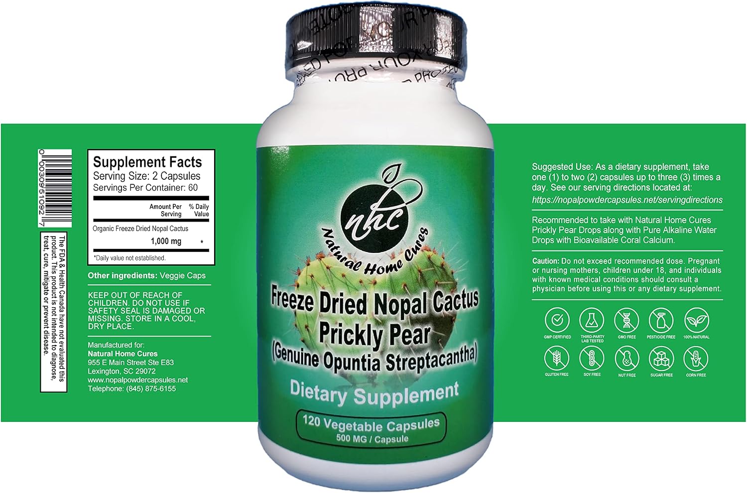 Nopal Cactus Capsules and Prickly Pear Drops Combo, 120 cápsulas + 60 ml
