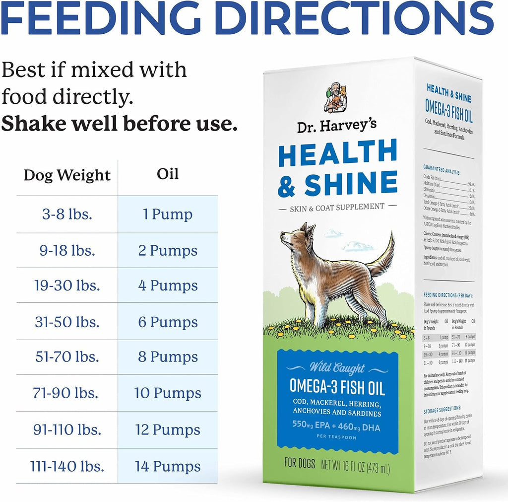 Dr. Harvey’s Health & Shine Omega 3 Aceite de Pescado para Perros (473 ml)