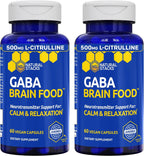 GABA Brain Food - Suplemento con L-Citrulina y Extracto de Semilla de Uva - Apoya la Calma y la Relajación - 120 Cápsulas
