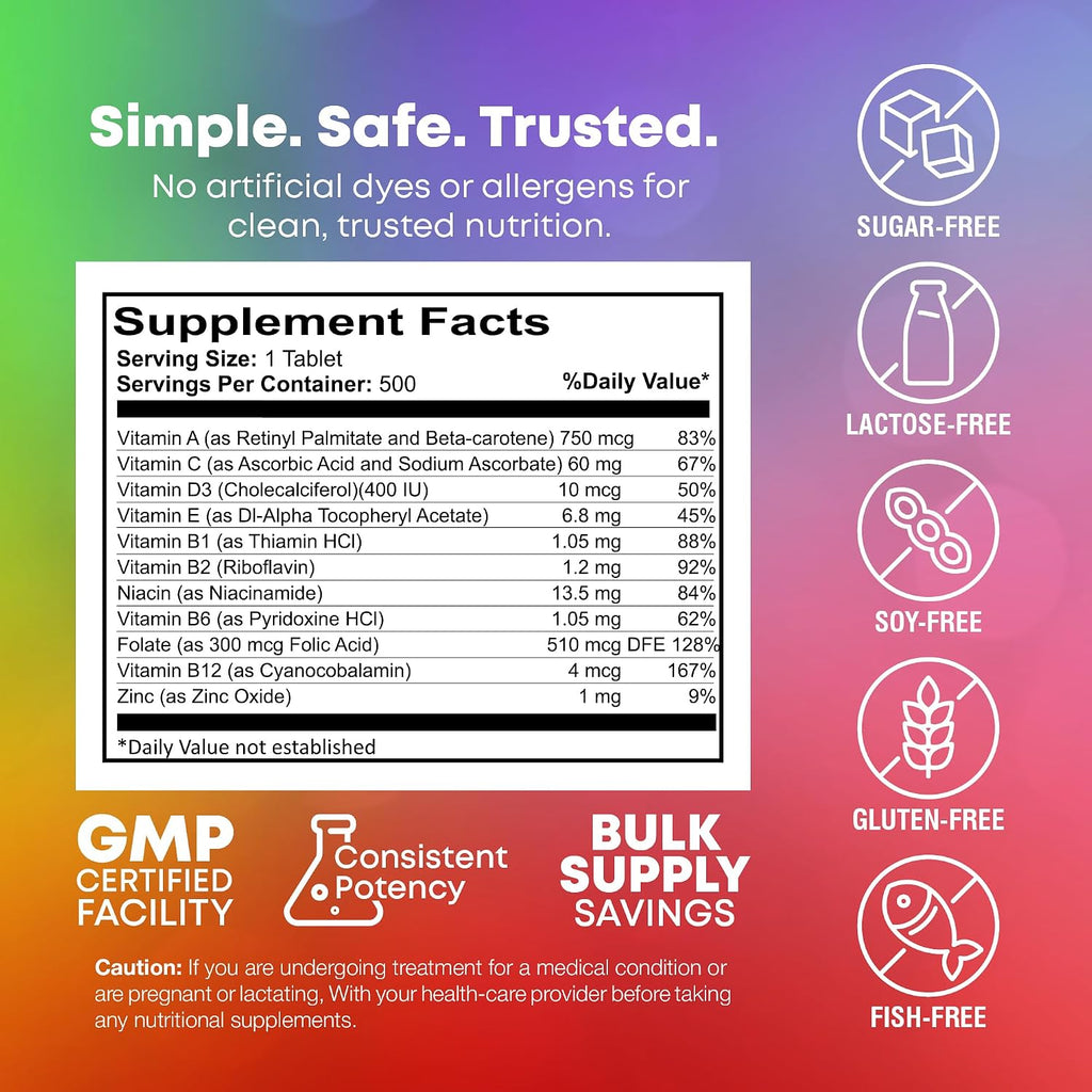 Multivitamínico Infantil Masticable NutraBulk - 500 Comprimidos Sabor Cereza