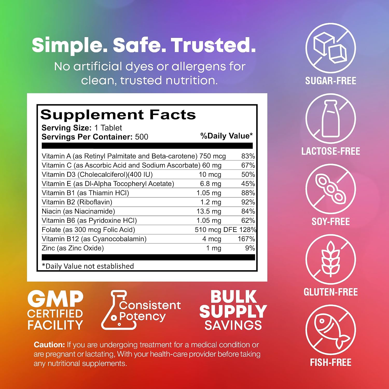 Multivitamínico Infantil Masticable NutraBulk - 500 Comprimidos Sabor Cereza
