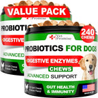Probióticos para Perros con Enzimas Digestivas - 240 Masticables (2 Paquetes)