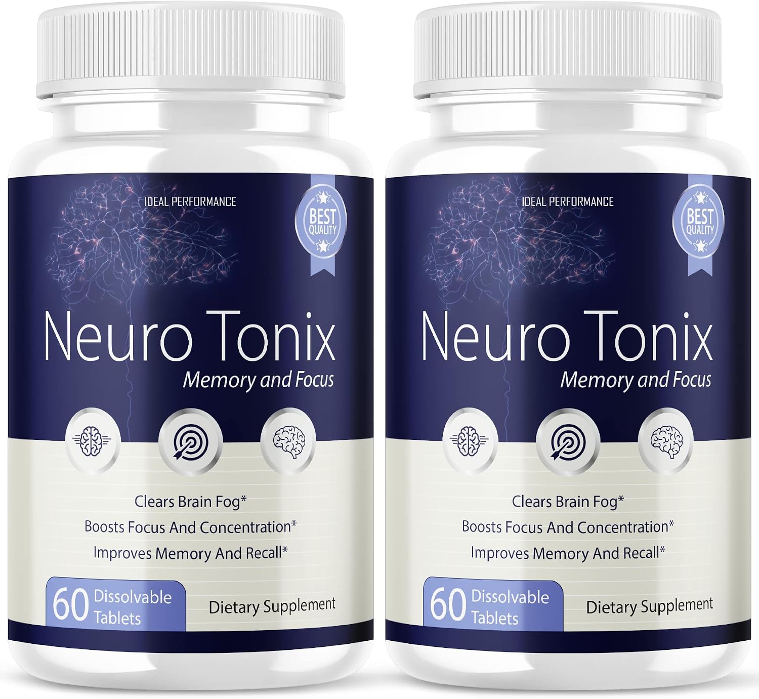 Neurotonix Memory Supplement - Fórmula Oficial - Comprimidos para la Memoria y Concentración, 120 Cápsulas (2 Envases)
