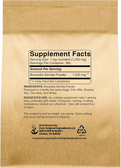 PURE ORIGINAL INGREDIENTS Boswellia Serrata Extracto en Polvo (454g) Suplemento Herbal, No Transgénico – Image 2