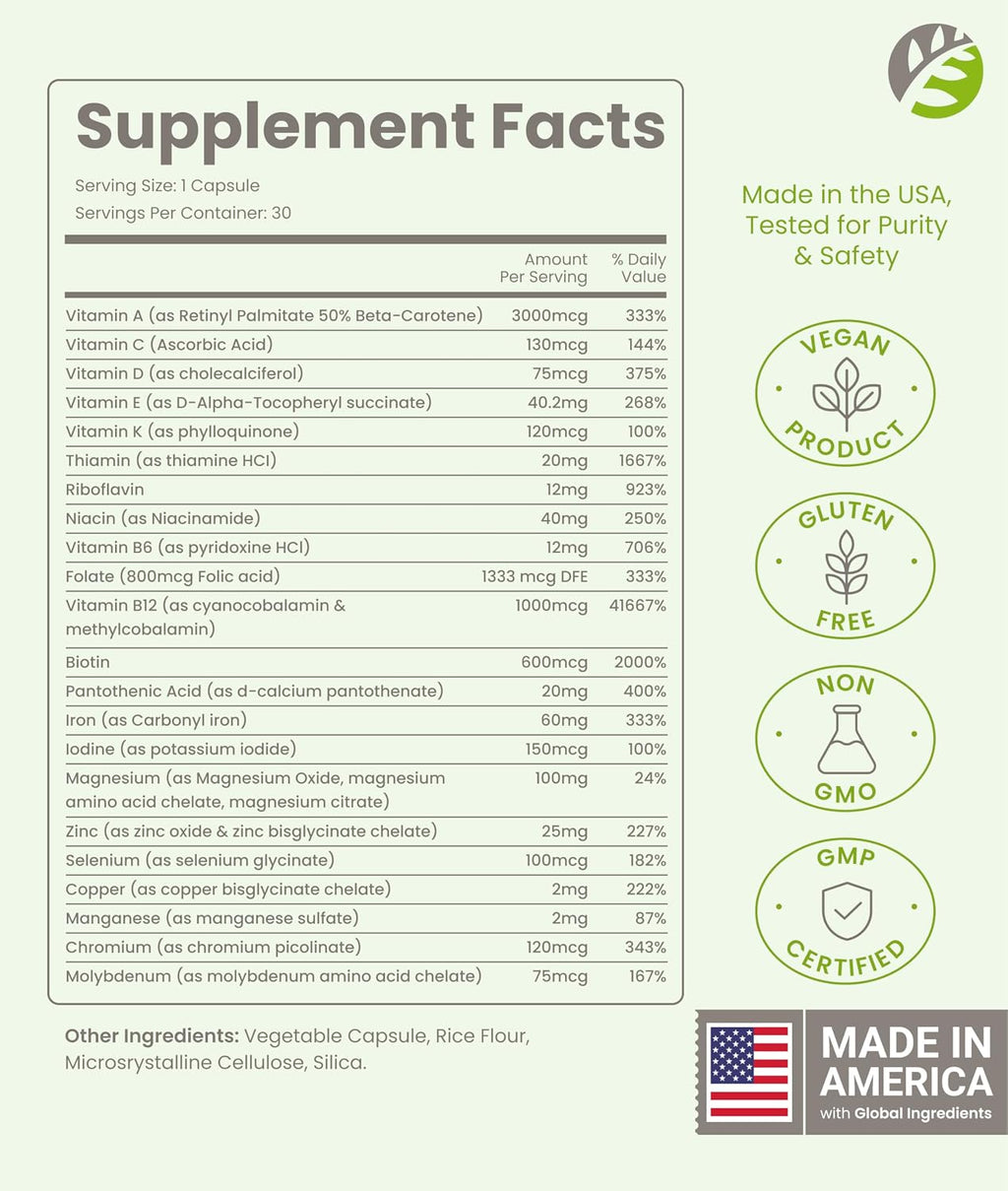 BariSlim Once Daily Multivitamínico Bariátrico con Hierro - 60mg de Hierro - 30 Cápsulas