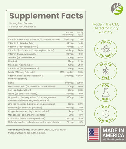 BariSlim Once Daily Multivitamínico – Formación de glóbulos rojos: El hierro contribuye a la formación normal de – Image 2