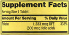 Folato 1,333 mcg DFE (800 mcg Ácido Fólico) - 400 Comprimidos - Spring Valley + Ebook