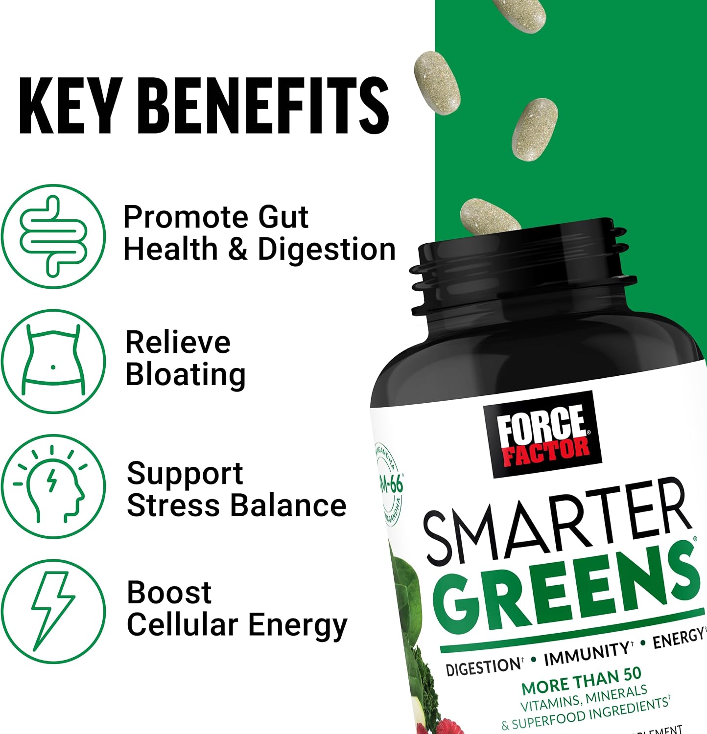 Force Factor Smarter Greens Tablets - 90 Comprimidos